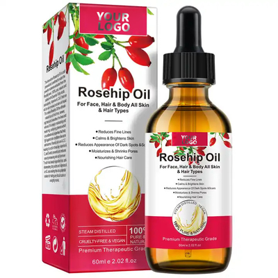 Cuidado de la piel del cabello masculino Marca privada Aceite puro de rosa de cadera para eliminar líneas finas