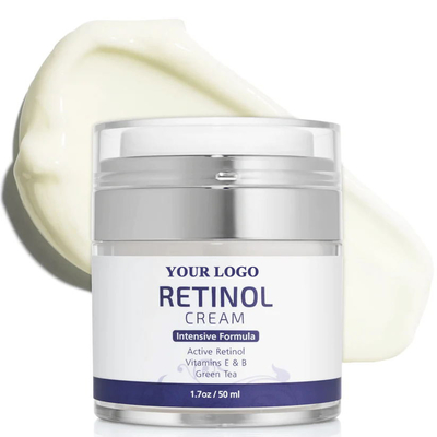 Crema nocturna de etiqueta privada con vitamina A y péptidos enriquecidos con retinol con textura elevadora