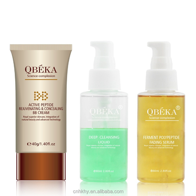 QBEKA Fermento polipeptídeo en desvanecimiento suero blanqueador oro Kit facial para el efecto de levantamiento
