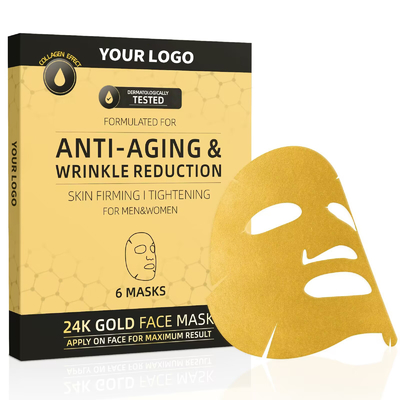 Máscara facial orgánica de oro 24K para el hogar Gel calmante personalizable de colágeno Crystal Beauty
