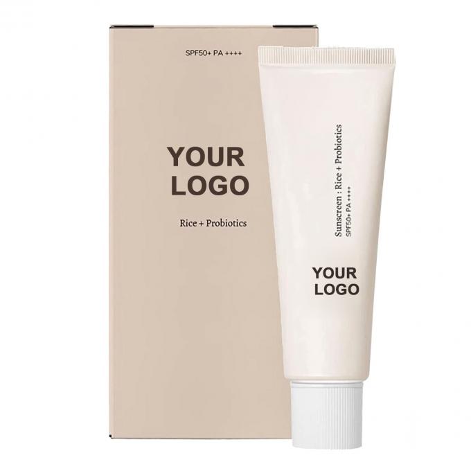 Género Femenino Probiótico Loción de protección solar SPF 50 Protector solar para la cara y el cuerpo Etiqueta personalizada 1