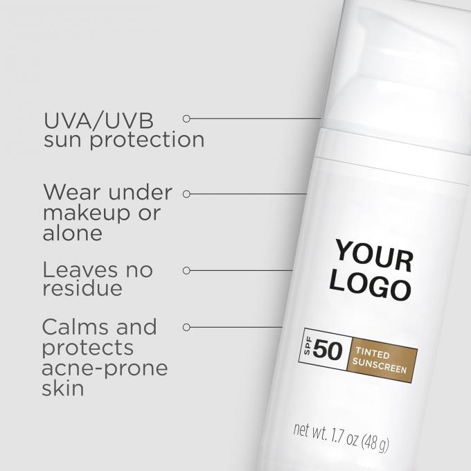 Apoyo de etiqueta privada Protector solar para la cara con SPF 50 con óxido de zinc y dióxido de titanio 1