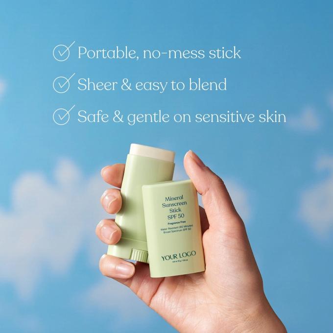 Etiqueta privada Protector solar mineral con SPF 50 Resistente al agua Protección UVA/UVB de amplio espectro 1