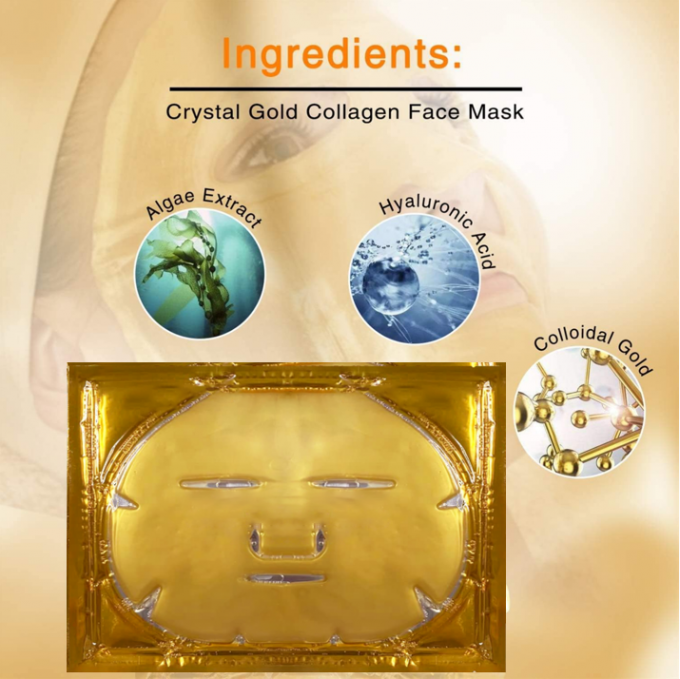 Máscara facial orgánica de oro 24K para el hogar Gel calmante personalizable de colágeno Crystal Beauty 5