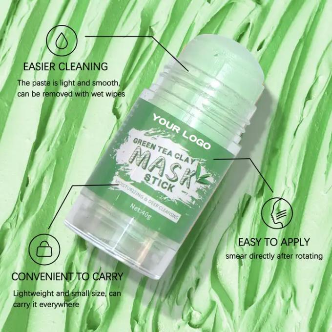 Máscara de palo de arcilla purificadora de té verde para control de aceite personalizado y limpieza de poros 4