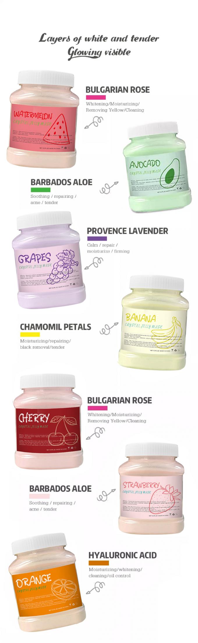Hidratación con hidrógeno Nutrición con gelatina Mascarado con polvo de mascarado de frutas enriquecido con colágeno 4