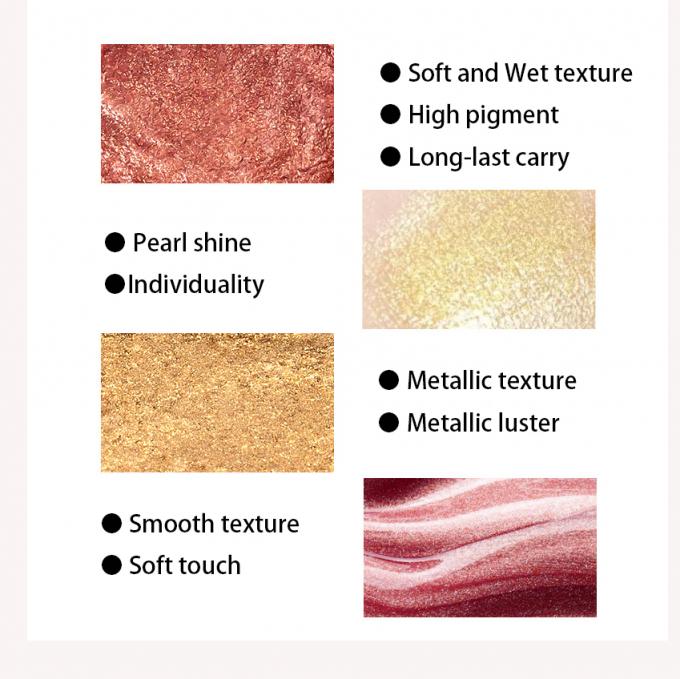 Glitter color mixto metálico paleta de sombras de ojos elegante satinado mate Ingrediente mineral 6