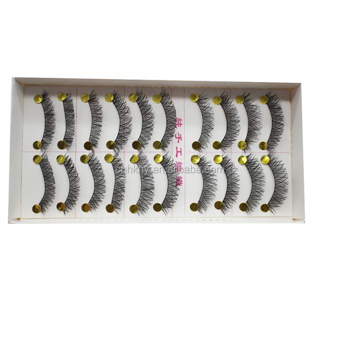 Taiwán Fibra pestañas falsas pegamento para ojos grandes M14 negro natural QBEKA 10 pares mujeres 0