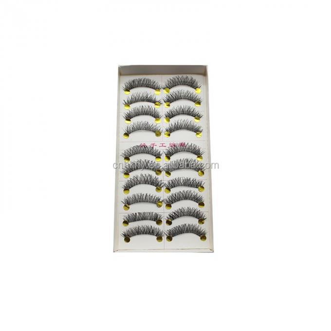 Taiwán Fibra pestañas falsas pegamento para ojos grandes M14 negro natural QBEKA 10 pares mujeres 1